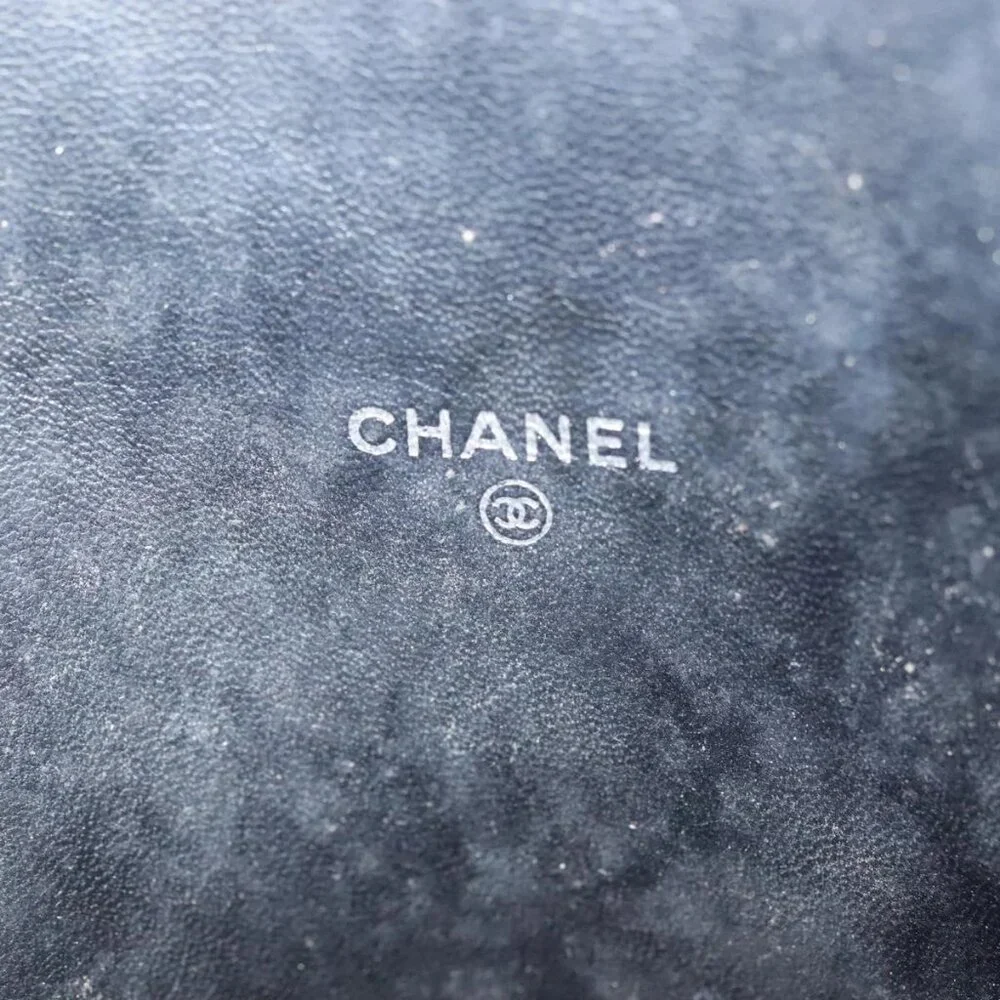 CHANEL Matelasse iPad Case Lamb Skin Black Silver CC Auth 141696